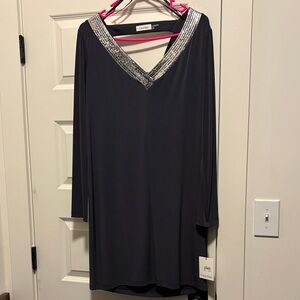 Calvin Klein Black Dress with Silver Accents